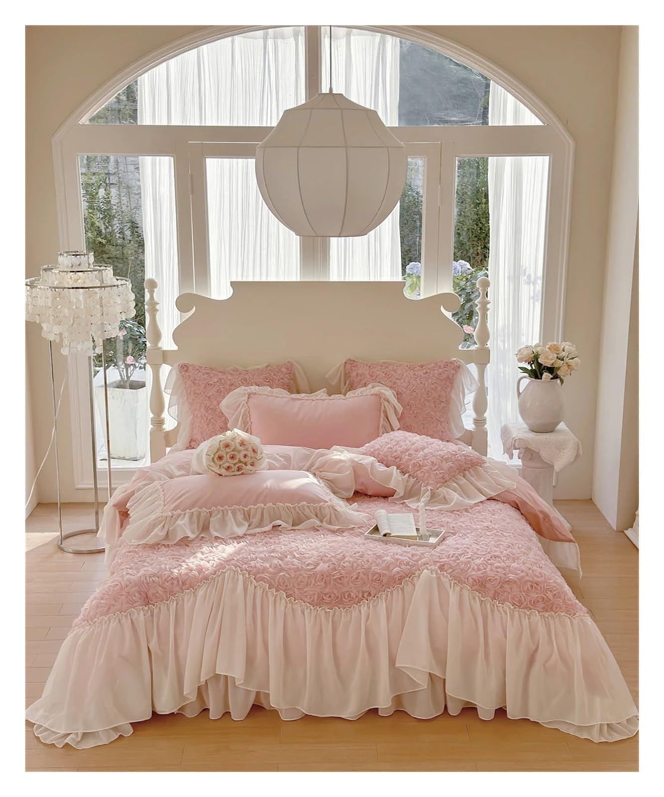 Amazon.com: Bed Four Pieces Set, Three-Dimensional Rose Flowers